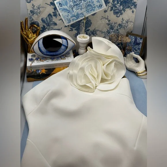 🆕 ACLER 🧿 NWOT Turflea One Shoulder Mini Dress, Ivory - Sz AU 14 US 10 - Picture 11 of 16